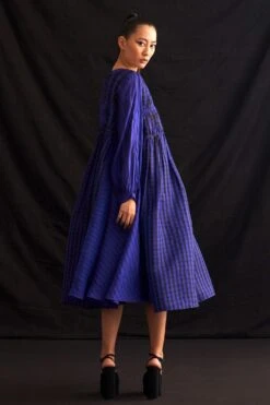 Amrich Blue Hand Embellished Textured Dress -Inca Sales Store 25923aml38 3