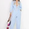 Rara Avis Sky Blue Hand Embellished Checkered Jumpsuit -Inca Sales Store 25ra26 1