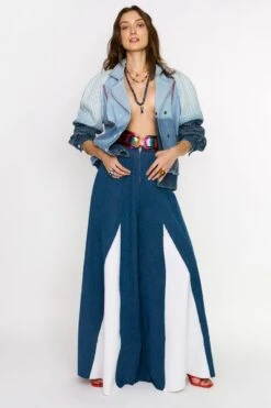 Rara Avis Washed Blue Quilted Denim Jacket