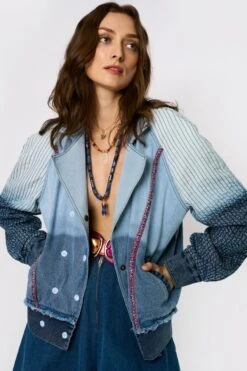 Rara Avis Washed Blue Quilted Denim Jacket -Inca Sales Store 25ra36 4