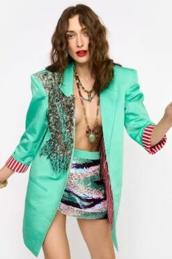 Rara Avis Aqua Green Hand Embellished Blazer -Inca Sales Store 25ra55 3