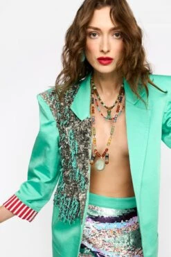 Rara Avis Aqua Green Hand Embellished Blazer -Inca Sales Store 25ra55 4
