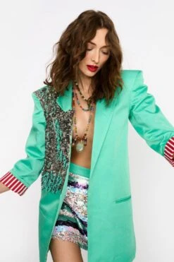 Rara Avis Aqua Green Hand Embellished Blazer -Inca Sales Store 25ra55 6