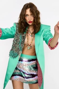 Rara Avis Aqua Green Hand Embellished Blazer -Inca Sales Store 25ra55 7
