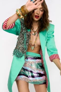 Rara Avis Aqua Green Hand Embellished Blazer -Inca Sales Store 25ra55 8