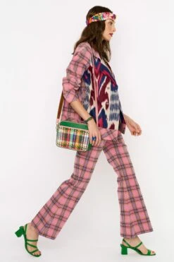 Rara Avis Pink Checkered Flared Pants -Inca Sales Store 25ra60 2
