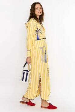 Rara Avis Yellow Hand Embellished Kaftan With A Hood -Inca Sales Store 25ra7 3