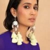 Ritika Sachdeva Shell Coin Neon Tassel Earrings