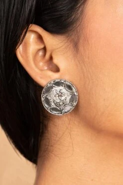 Ritika Sachdeva Silver Mirror Studded Studs -Inca Sales Store 260523rs14 3 1