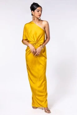 Stephany Yellow One Shoulder Draped Dress -Inca Sales Store 2611edt8 2
