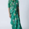 Nadiya Paar Jade Green Floral Bunch Linen Sari