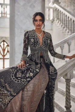 Jayanti Reddy Black Zardosi Embroidered Anarkali Set -Inca Sales Store 26323jrp2 3