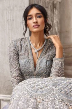 Jayanti Reddy Teal Blue Zardosi Embroidered Anarkali Set -Inca Sales Store 26323jrp9 3