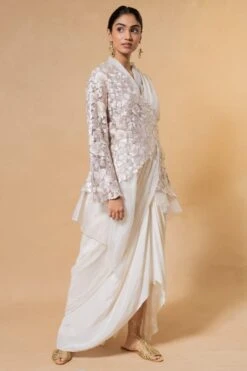 Aikeyah Eloise Floral Embroidered Jacket Set In Ivory -Inca Sales Store 26423aik6 3