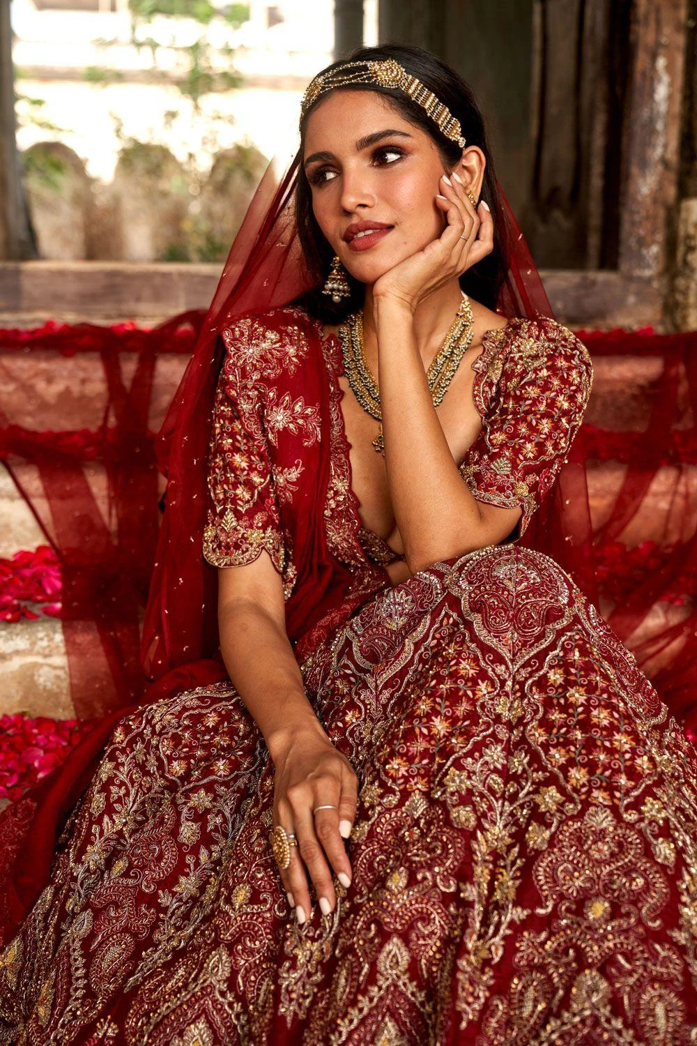 Jayanti Reddy Maroon Embroidered Lehenga Set 4 Jayanti Reddy Maroon Embroidered Lehenga Set - Image 2