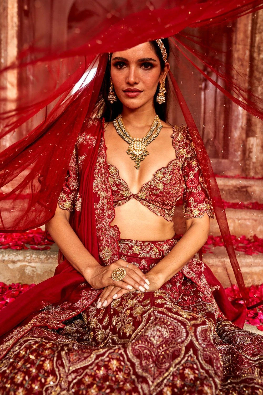 Jayanti Reddy Maroon Embroidered Lehenga Set 5 Jayanti Reddy Maroon Embroidered Lehenga Set - Image 3