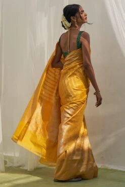 Five Point Five Nitara Yellow Floral Sari -Inca Sales Store 26523fpf16 3