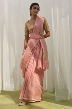 Five Point Five Nirvi Coral Striped Sari