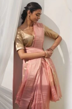 Five Point Five Nirvi Coral Striped Sari -Inca Sales Store 26523fpf7 3