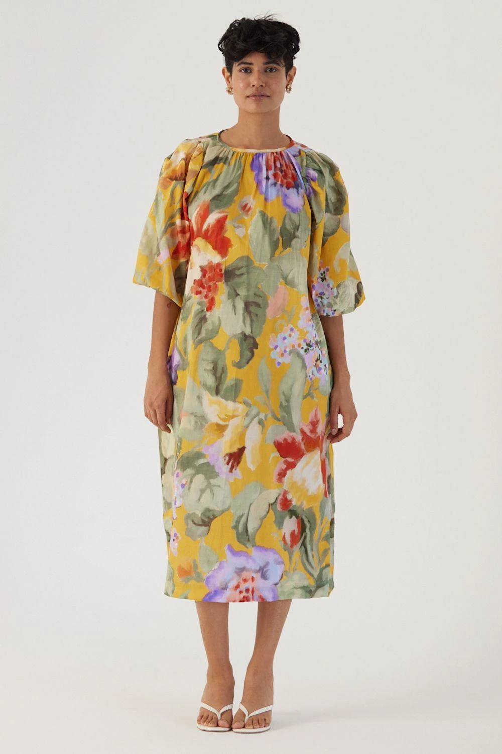 YAM Allora Yellow Floral Midi Dress 3 YAM Allora Yellow Floral Midi Dress