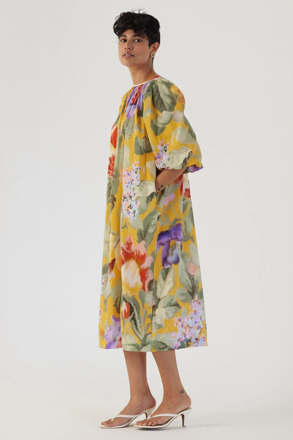 YAM Allora Yellow Floral Midi Dress 4 YAM Allora Yellow Floral Midi Dress - Image 2