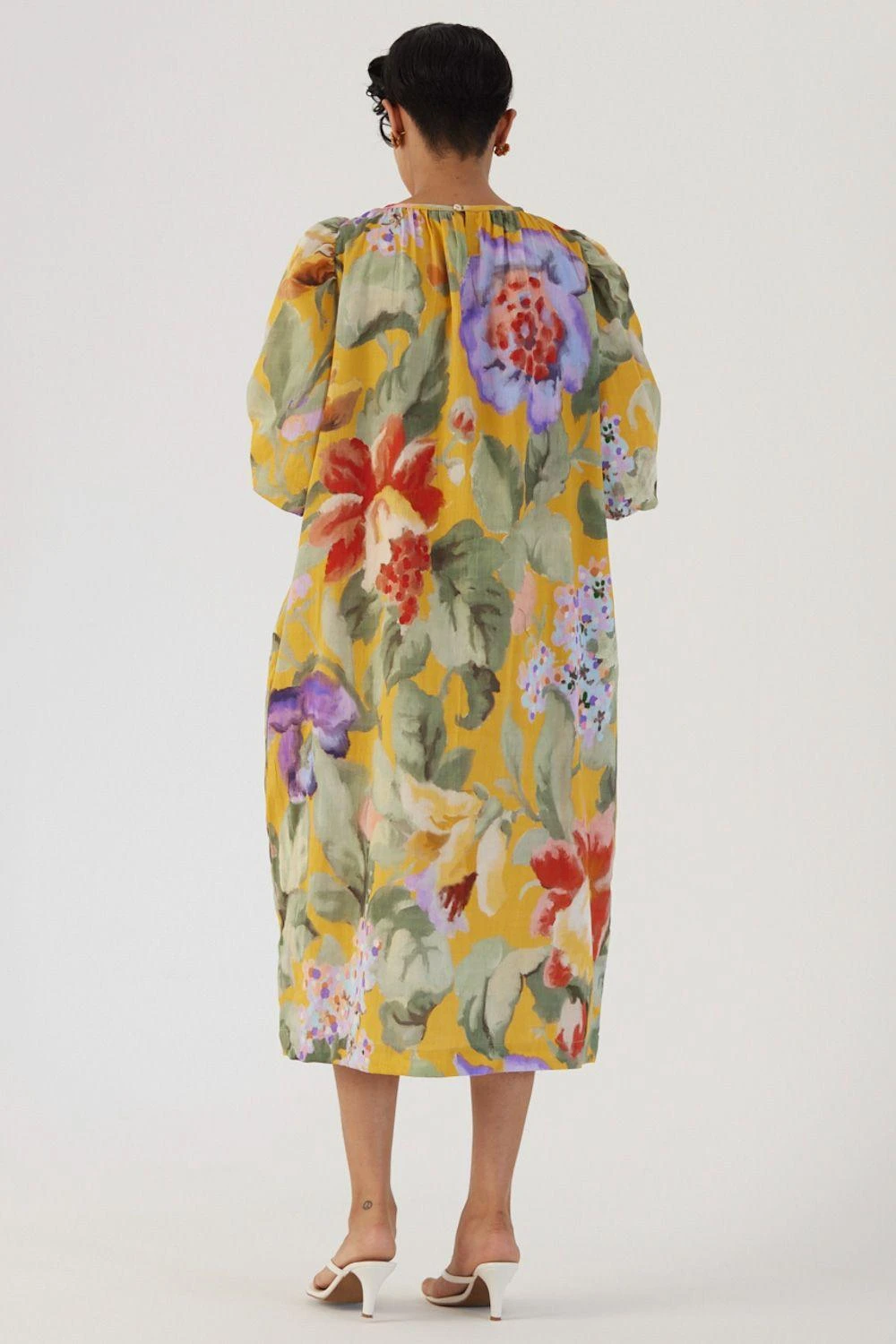 YAM Allora Yellow Floral Midi Dress 6 YAM Allora Yellow Floral Midi Dress - Image 4