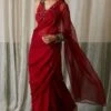 Medha Red Hand Embroidered Sari