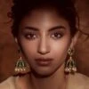 Tarun Tahiliani Accessories Emerald Handcrafted Jhumka Style Earrings