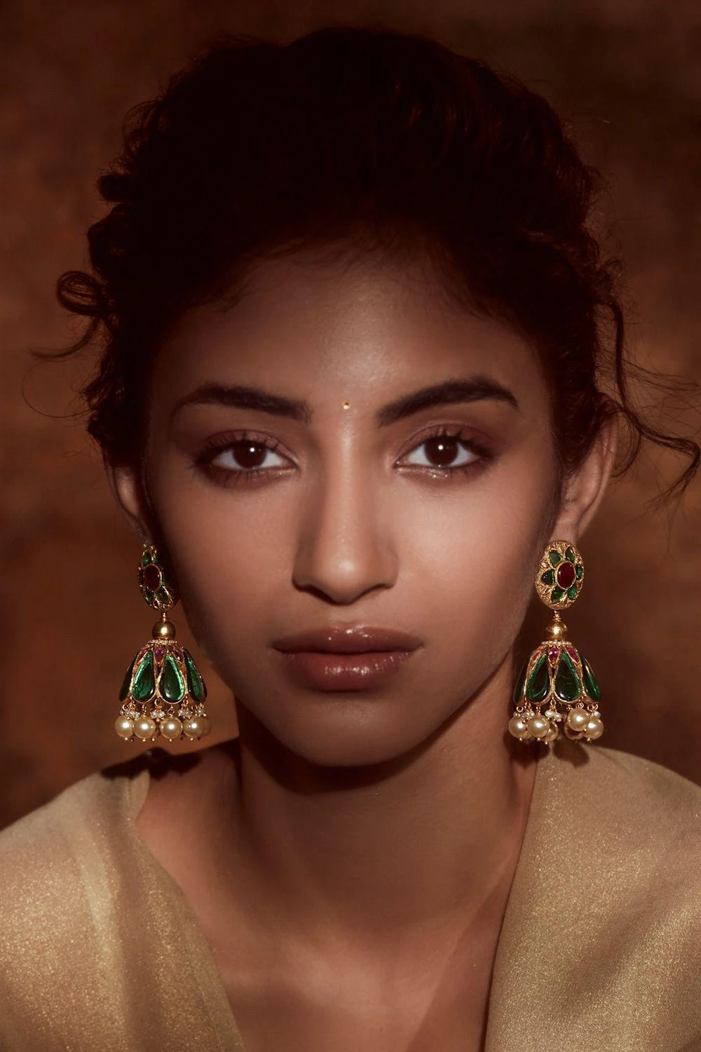 Tarun Tahiliani Accessories Emerald Handcrafted Jhumka Style Earrings 3 Tarun Tahiliani Accessories Emerald Handcrafted Jhumka Style Earrings
