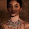 Tarun Tahiliani Accessories Turquoise Handcrafted Floral Necklace -Inca Sales Store 269tt12 1