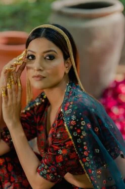 Pooja Keyur Teal Aari Embroidered Lehenga Set -Inca Sales Store 2701pk14 4