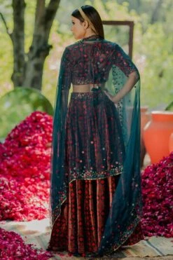 Pooja Keyur Teal Aari Embroidered Lehenga Set -Inca Sales Store 2701pk14 5