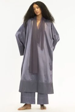 Three Violet V-neck Kaftan