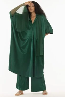 Three Emerald Green V-neck Kaftan Set -Inca Sales Store 2710thr3 3