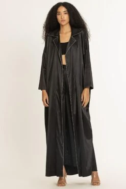 Three Black Long Overlap Kaftan Jacket