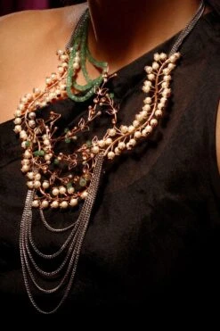 Suhani Pittie Star & Pearl Fern Layered Necklace