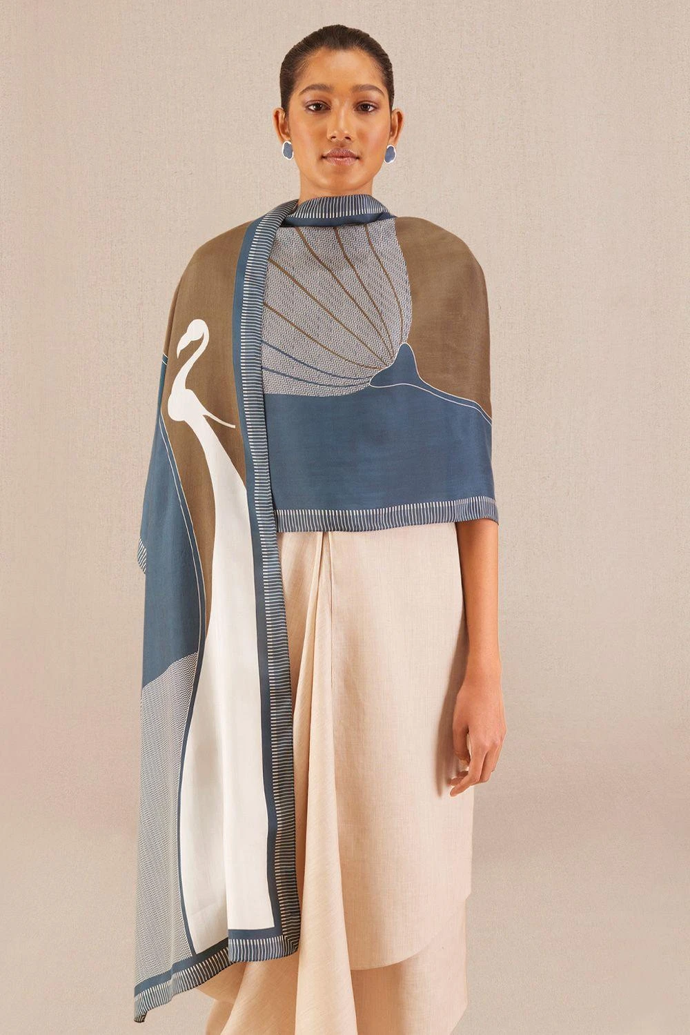 AMPM Ruh Modern Blue Silk Scarf 3 AMPM Ruh Modern Blue Silk Scarf