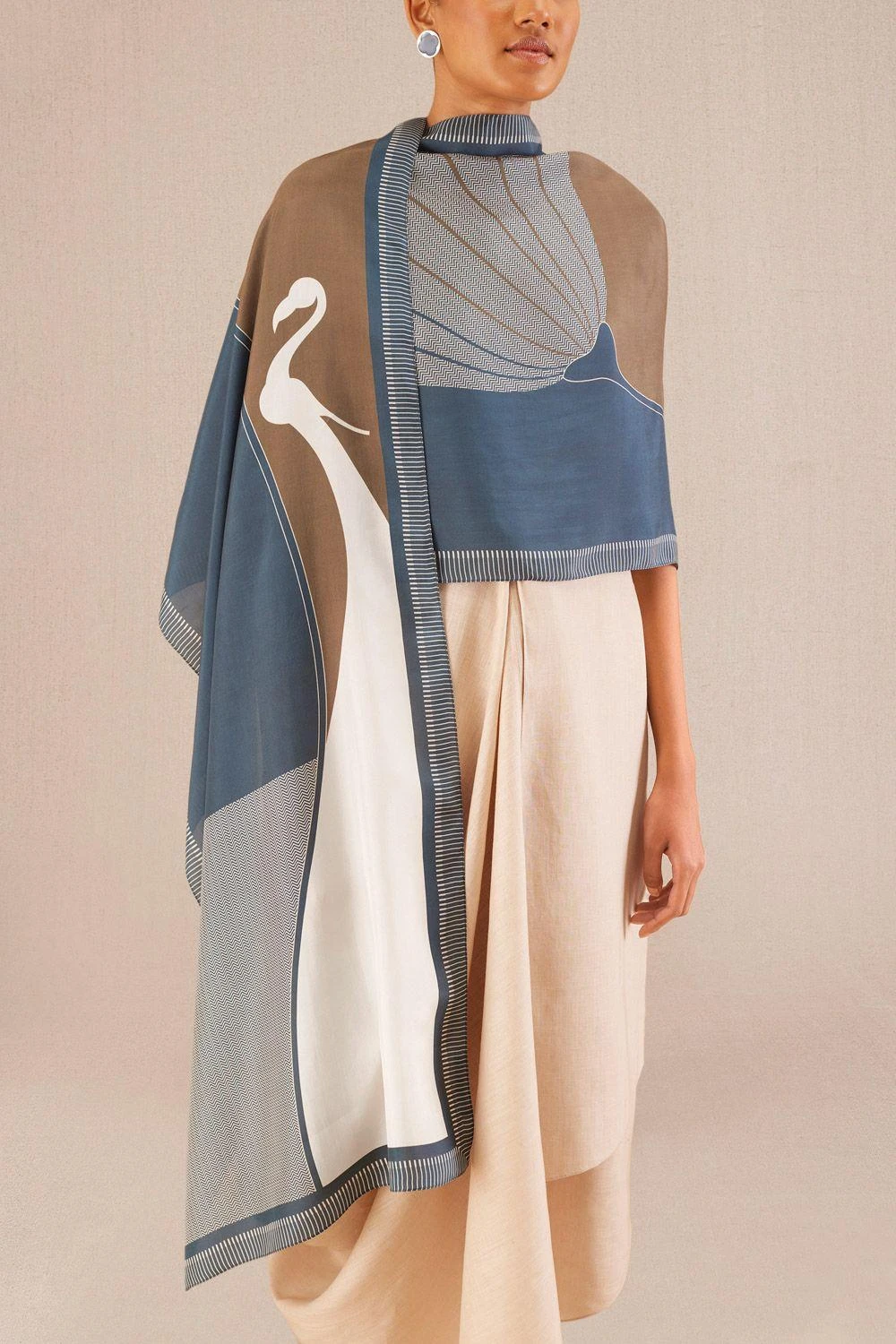 AMPM Ruh Modern Blue Silk Scarf 4 AMPM Ruh Modern Blue Silk Scarf - Image 2