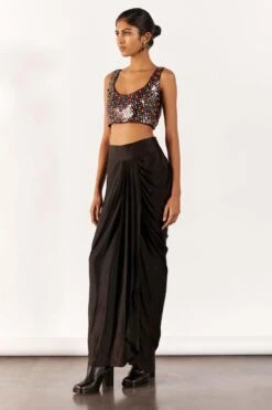 Studio RIGU Dramatic Black Firefly Blouse & Draped Skirt Set 6 Studio RIGU Dramatic Black Firefly Blouse & Draped Skirt Set -Inca Sales Store 271223sr31 2