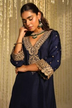 Sheetal Batra Mysha Mystical Blue Floral Embellished Kurta Set -Inca Sales Store 2712s23b16 3