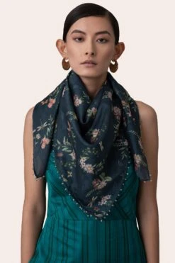 November Noon Navy Blue Butterfly Scarf