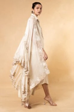 Anamika Khanna Ivory Embellished Cape Style Shirt & Pick Up Skirt -Inca Sales Store 27323ank1 3