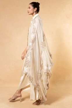 Anamika Khanna Ivory Embellished Cape Style Shirt & Pick Up Skirt -Inca Sales Store 27323ank1 4