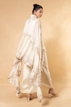 Anamika Khanna Ivory Embellished Cape Style Shirt & Pick Up Skirt -Inca Sales Store 27323ank1 6