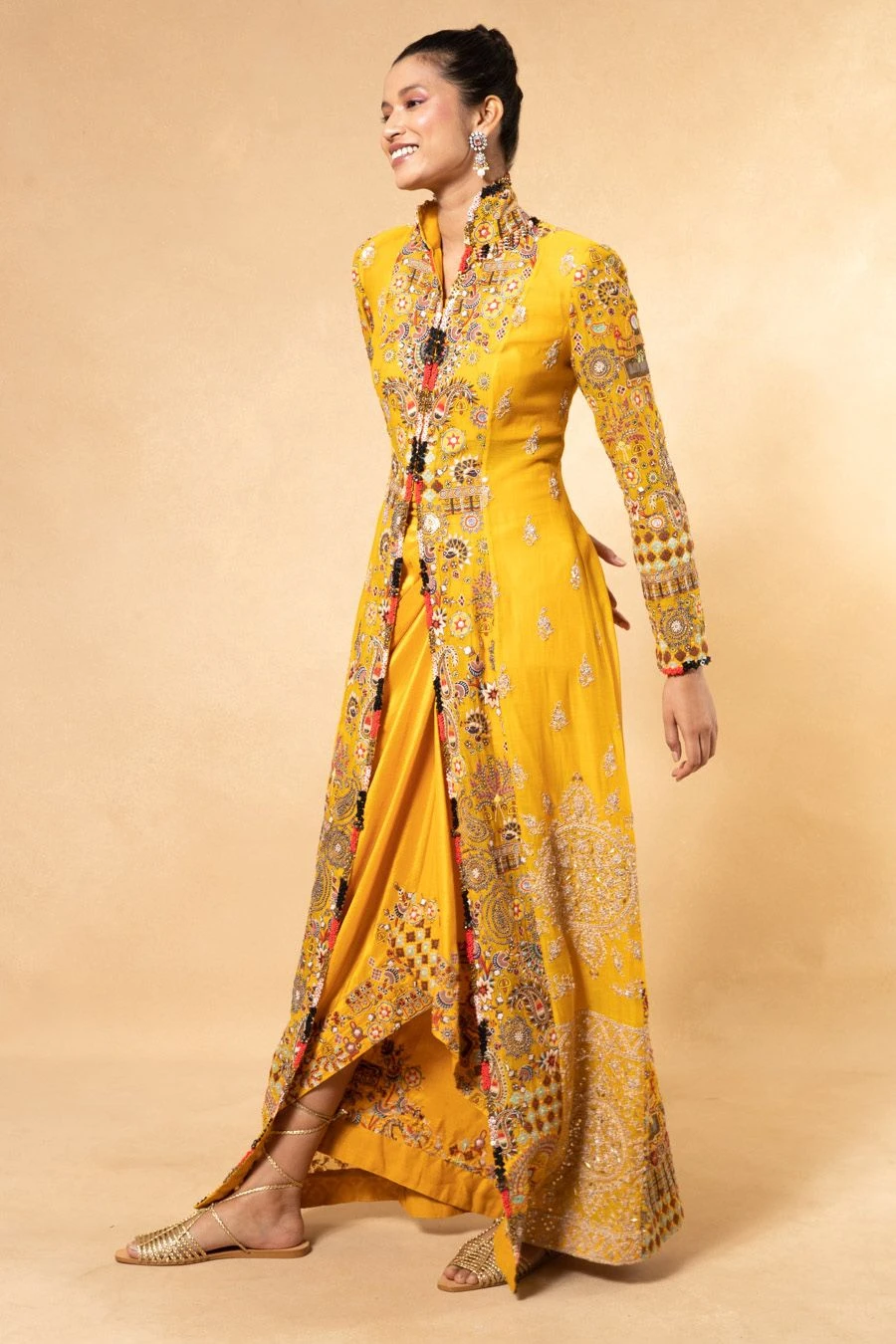Anamika Khanna Yellow Embellished Jacket & An Asymmetric Skirt 4 Anamika Khanna Yellow Embellished Jacket & An Asymmetric Skirt - Image 2