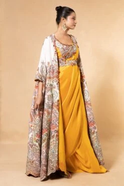 Anamika Khanna Yellow Thread Embellished Cape Set -Inca Sales Store 27323ank5 3