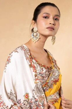 Anamika Khanna Yellow Thread Embellished Cape Set -Inca Sales Store 27323ank5 4