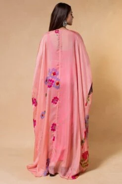 Saaksha & Kinni Pink Abstract Printed Mirror Embellished Cape Set -Inca Sales Store 27423sk3 5