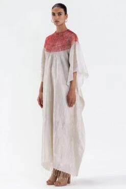 Medium Metallic Ivory Shibori Kaftan 8 Medium Metallic Ivory Shibori Kaftan -Inca Sales Store 27423sm16 2