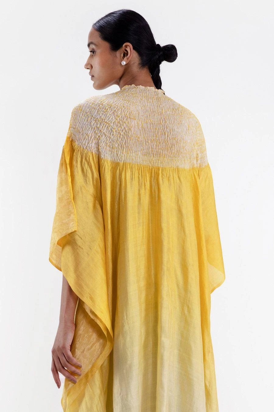 Medium Metallic Yellow Shibori Kaftan 4 Medium Metallic Yellow Shibori Kaftan - Image 2